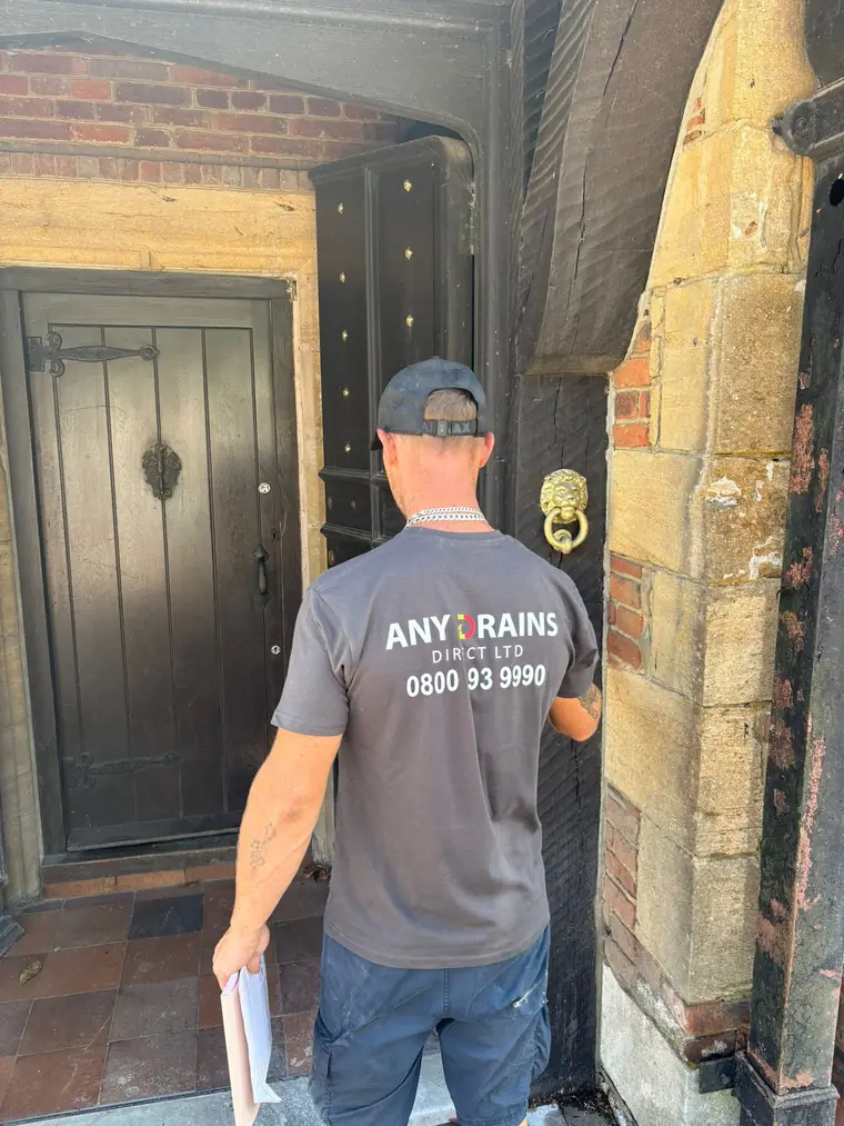 Any Drains engineer arriving at a customer property in Kent